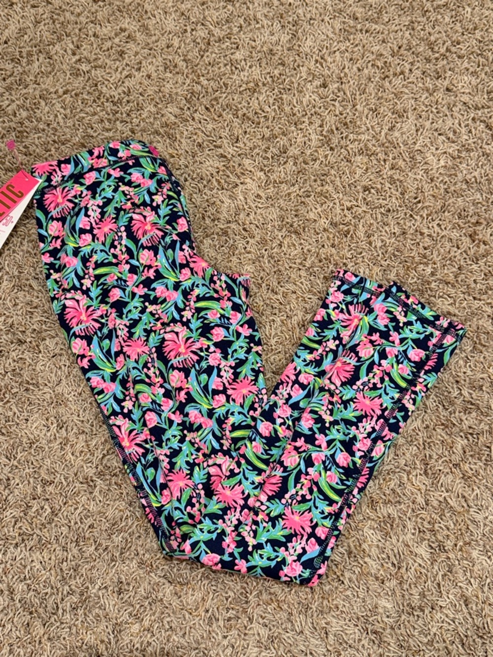 Lilly Pulitzer Girls Floral Leggings - Pink & Navy